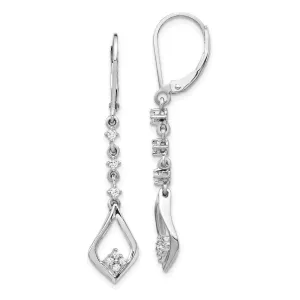 14k White Gold Diamond Leverback Earrings