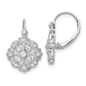 14k White Gold Diamond Leverback Earrings