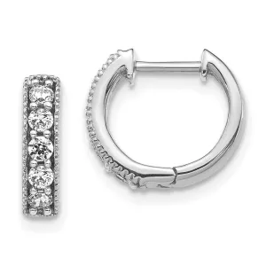 14k White Gold Diamond Milgrain Hoop Earrings