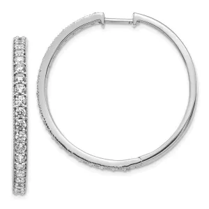 14k White Gold Diamond Milgrain Hoop Earrings