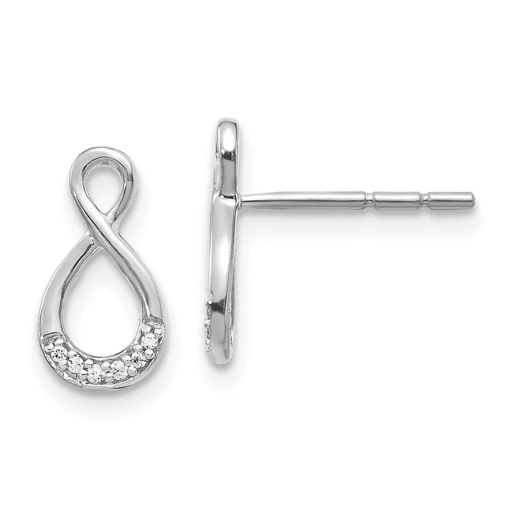 14k White Gold Diamond Post Earrings