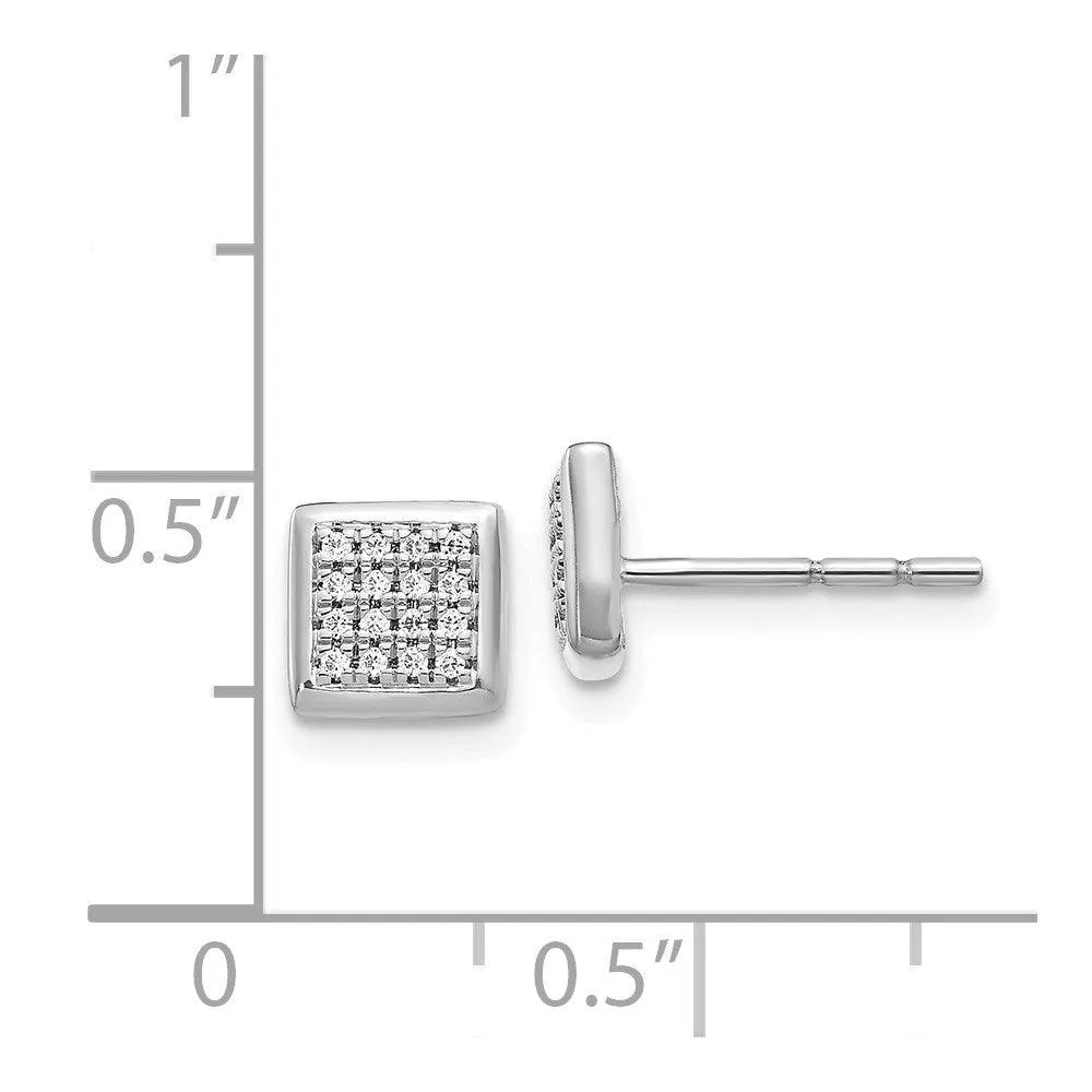 14K White Gold Diamond Post Earrings