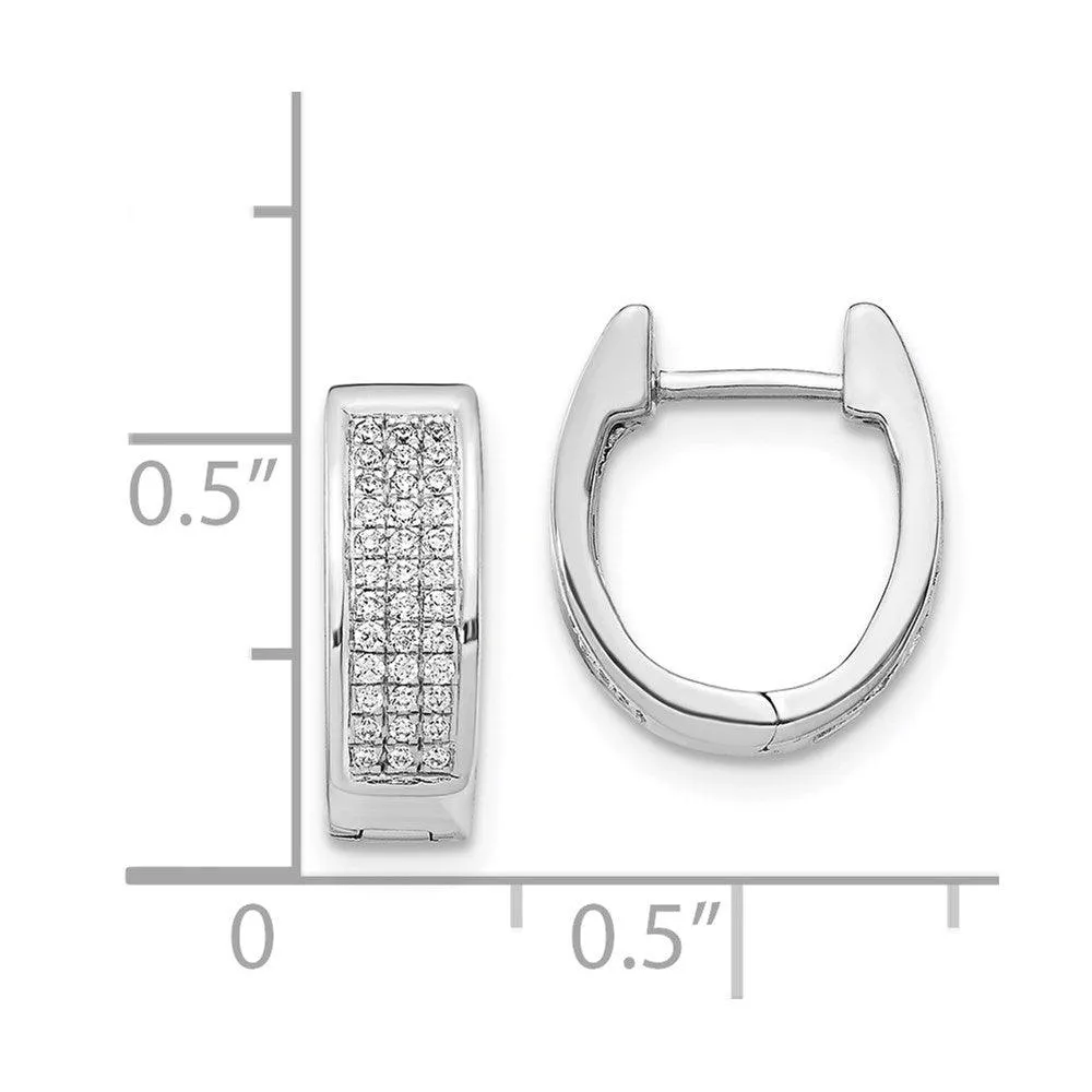 14K White Gold Diamond Small Hinged Oval Hoop Earrings