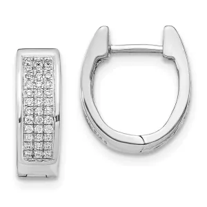 14K White Gold Diamond Small Hinged Oval Hoop Earrings