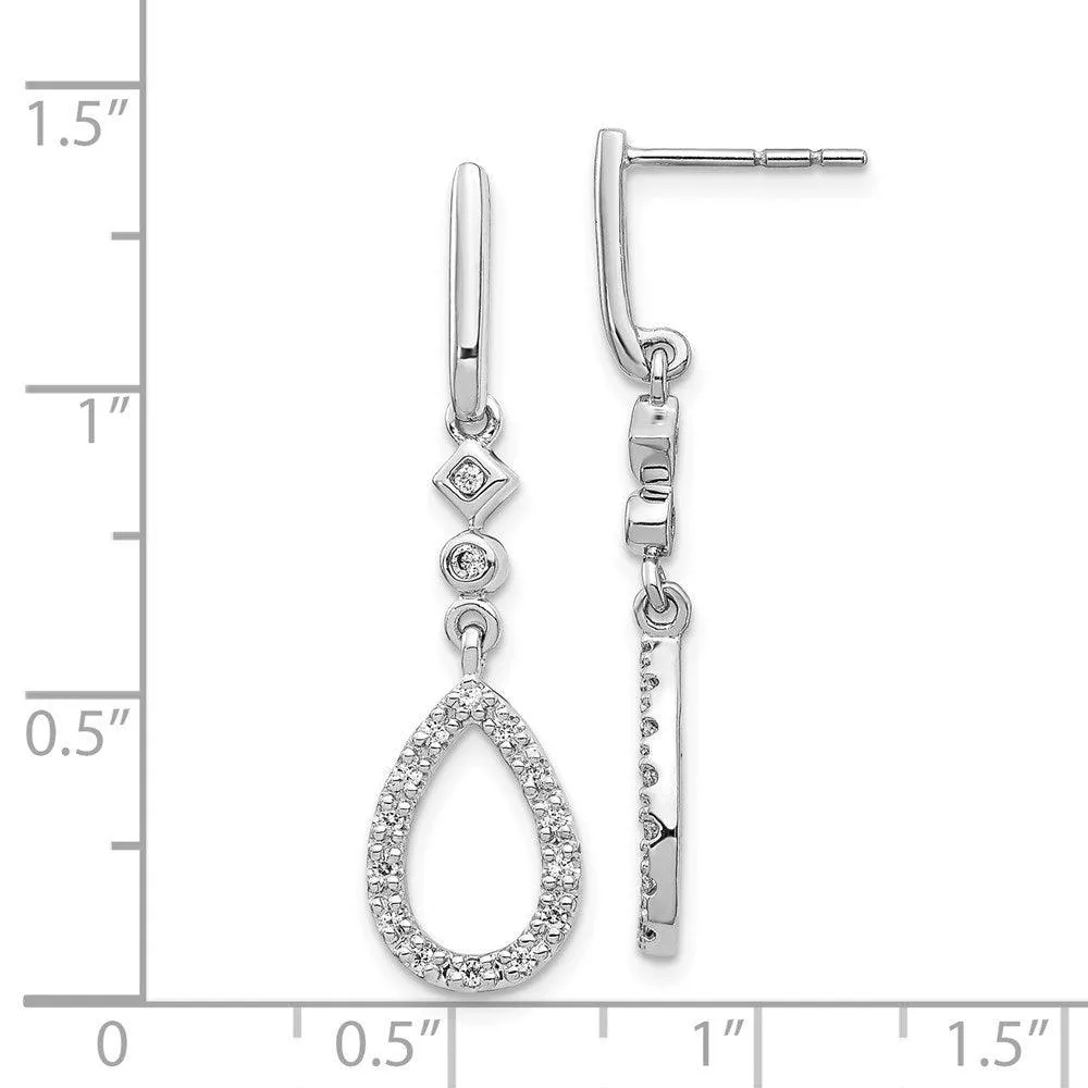 14k White Gold Diamond Teardrop Earrings