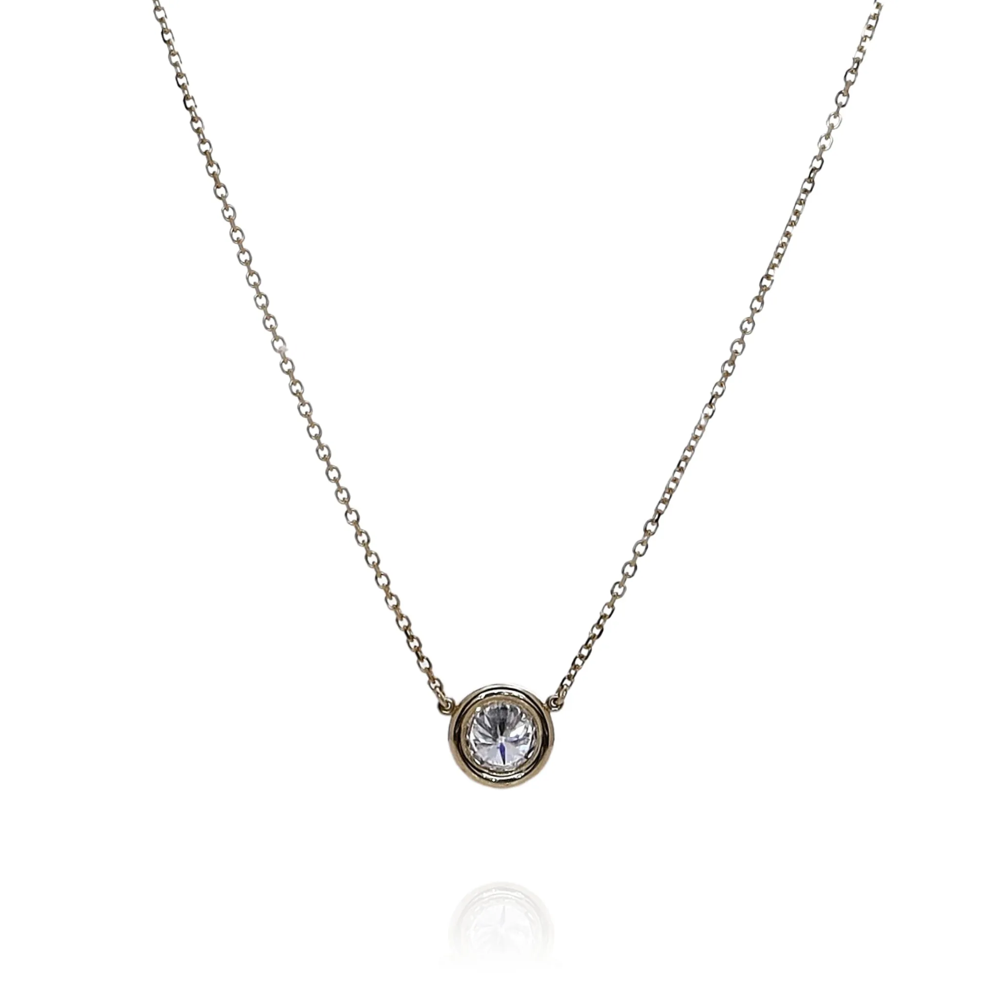 14k Yellow Gold 0.70-0.74ct Diamond Solitaire Pendant Necklace
