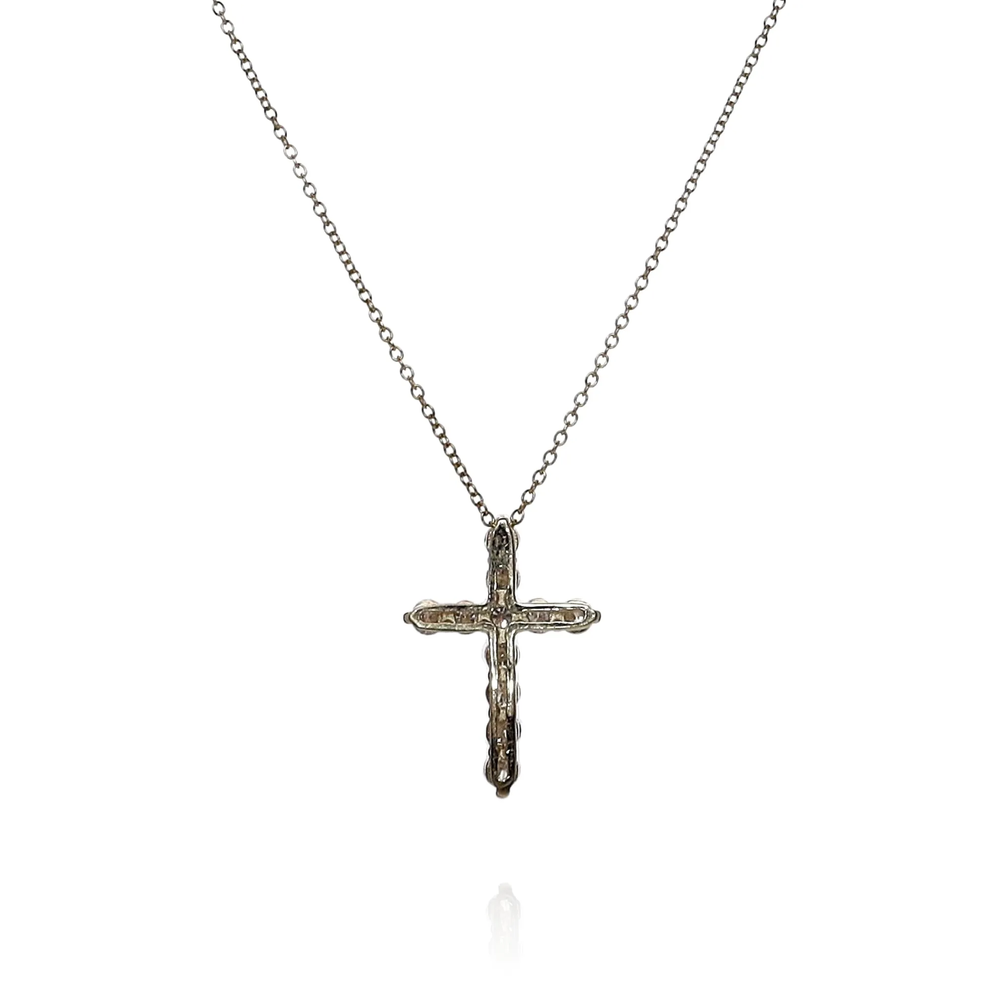 14k Yellow Gold 0.98-1ct Diamond Cross Pendant Necklace