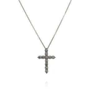 14k Yellow Gold 0.98-1ct Diamond Cross Pendant Necklace