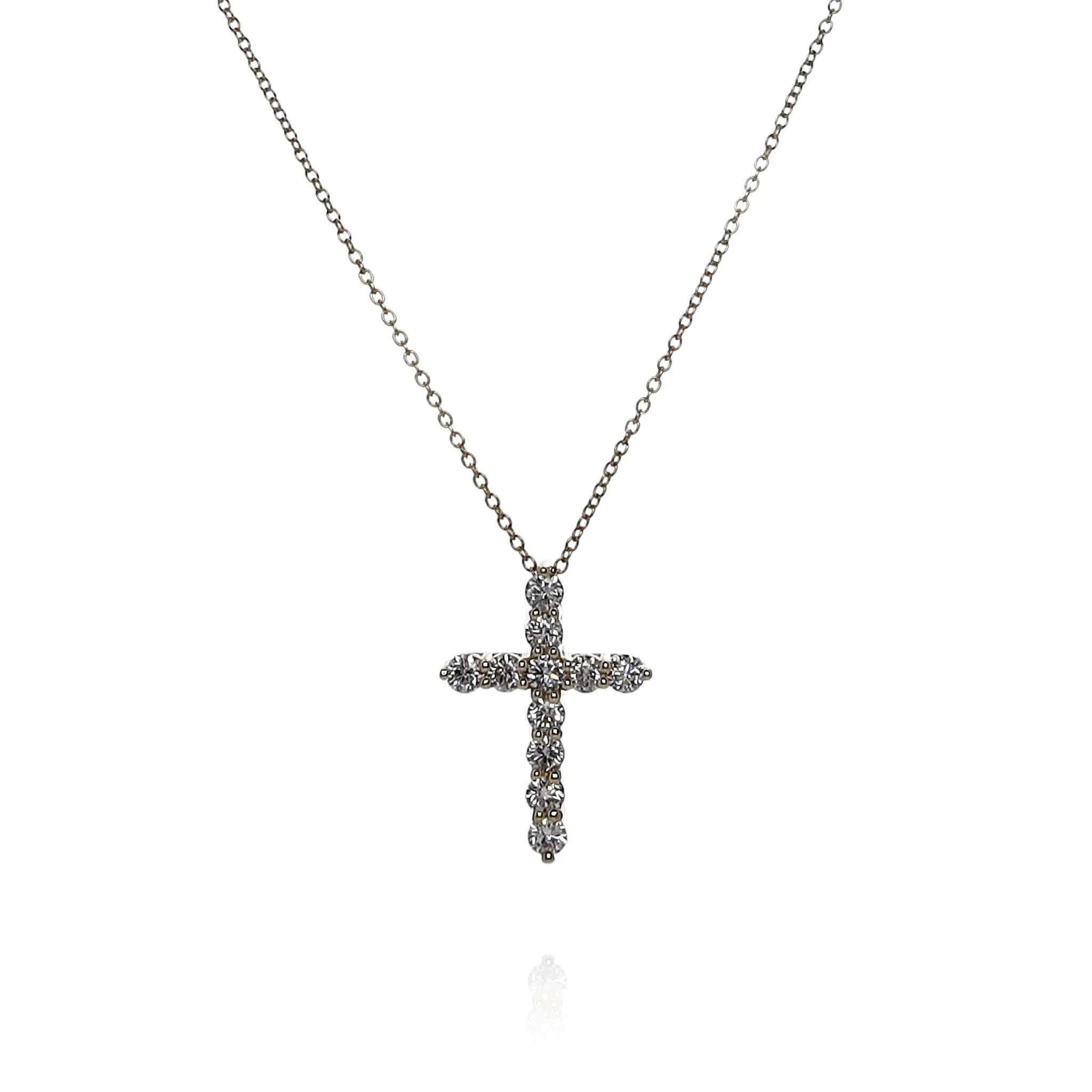 14k Yellow Gold 0.98-1ct Diamond Cross Pendant Necklace