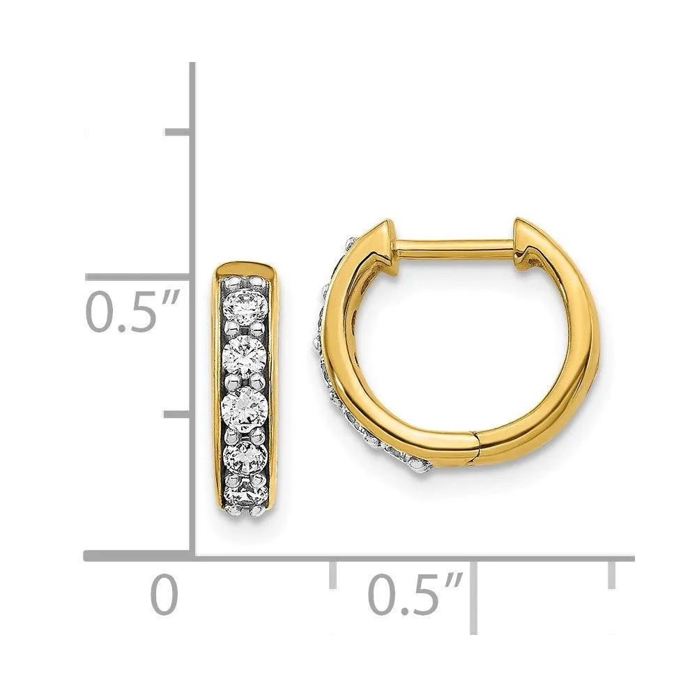 14k Yellow Gold Diamond Hoop Earrings