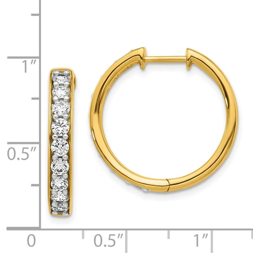 14k Yellow Gold Diamond Hoop Earrings