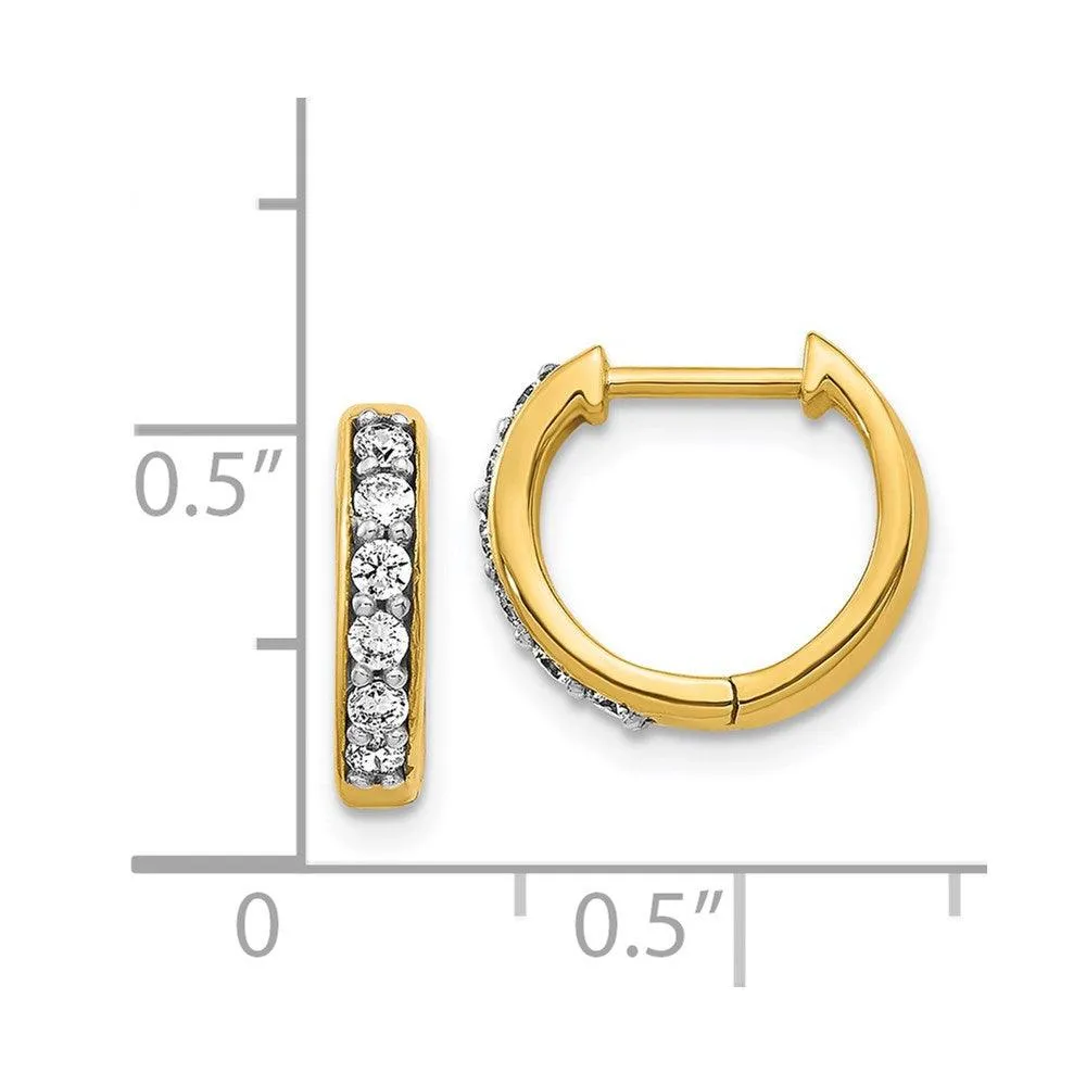 14k Yellow Gold Diamond Hoop Earrings