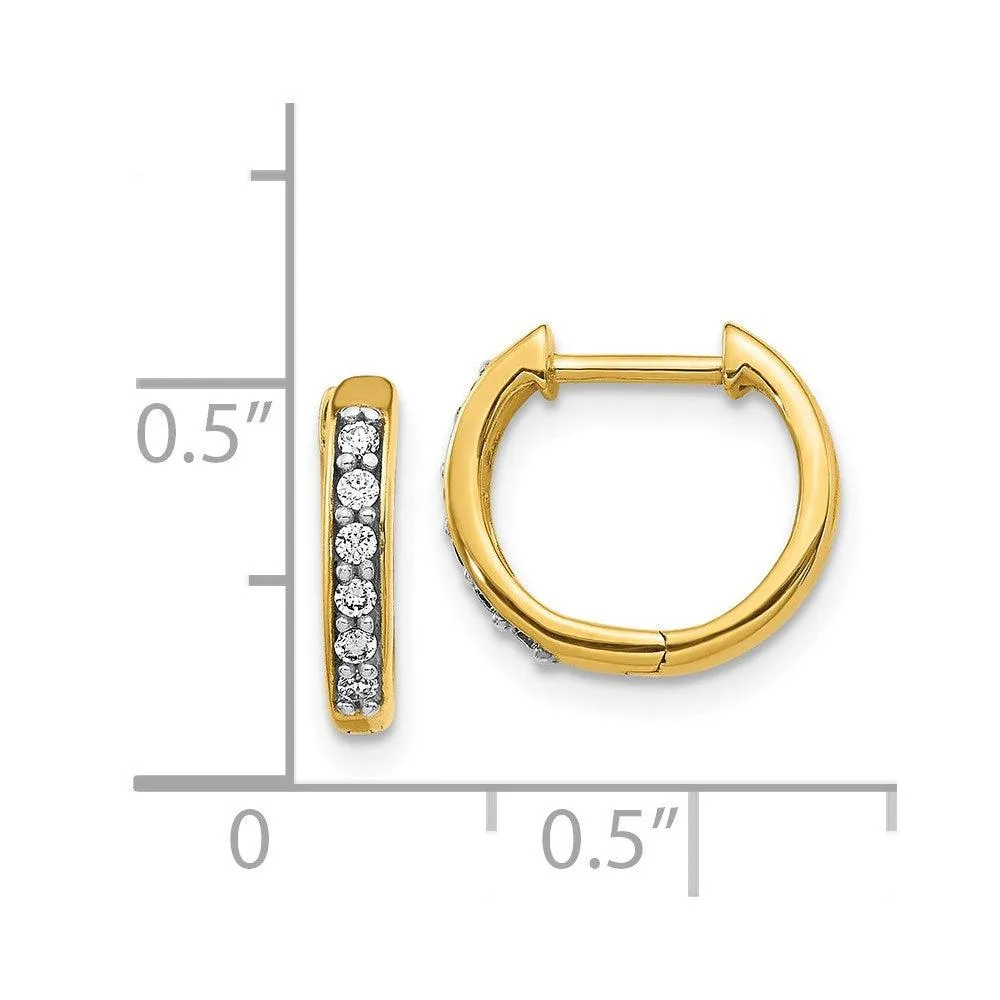14k Yellow Gold Diamond Hoop Earrings