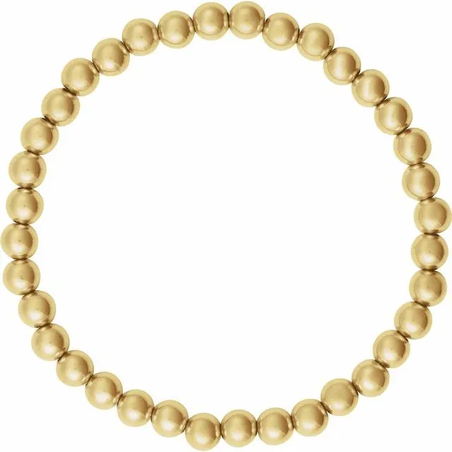 14K Yellow Gold-Filled Elastic Bead 6 1/2" Bracelet