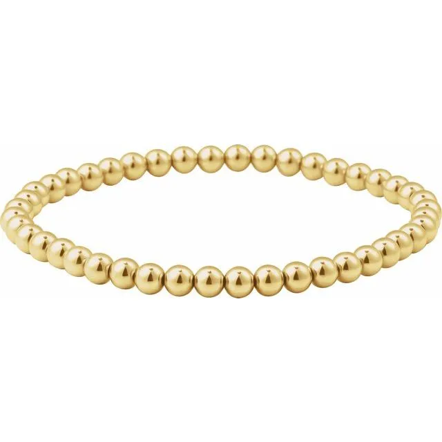 14K Yellow Gold-Filled Elastic Bead 6 1/2" Bracelet