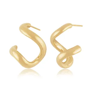 14k Yellow Gold Freeform Twist Drop Earrings
