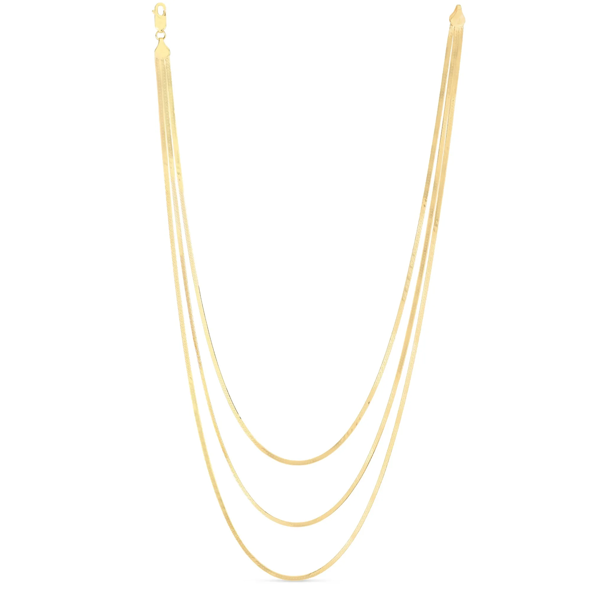 14k Yellow Gold Multi-Strand Layered Herringbone Necklace
