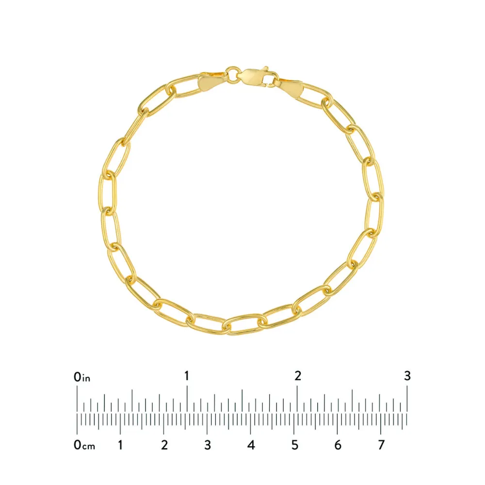 14k Yellow Gold Paper Clip Chain Bracelet, 7.5"