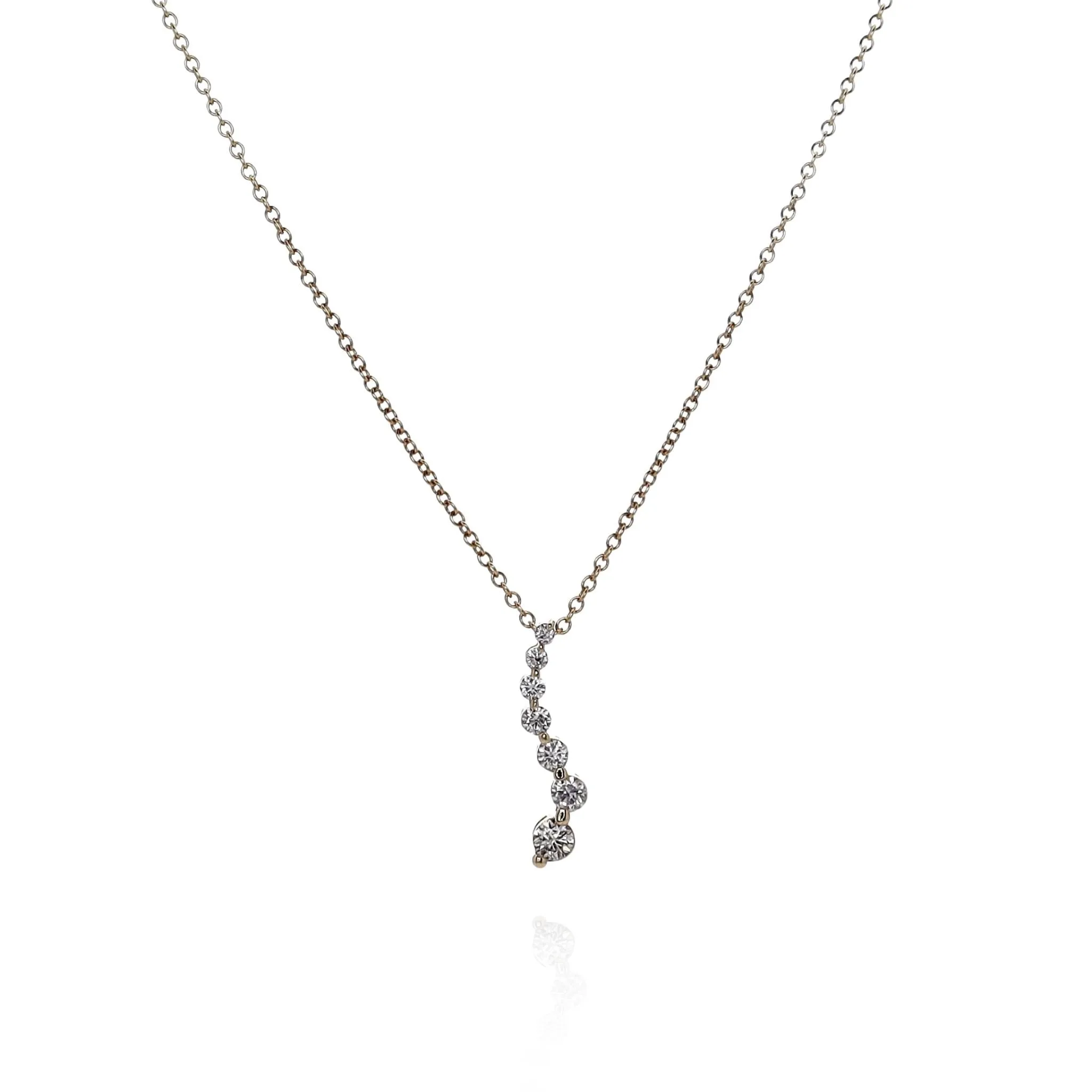 14k Yellow Gold "S" Shape Diamond Journey Pendant