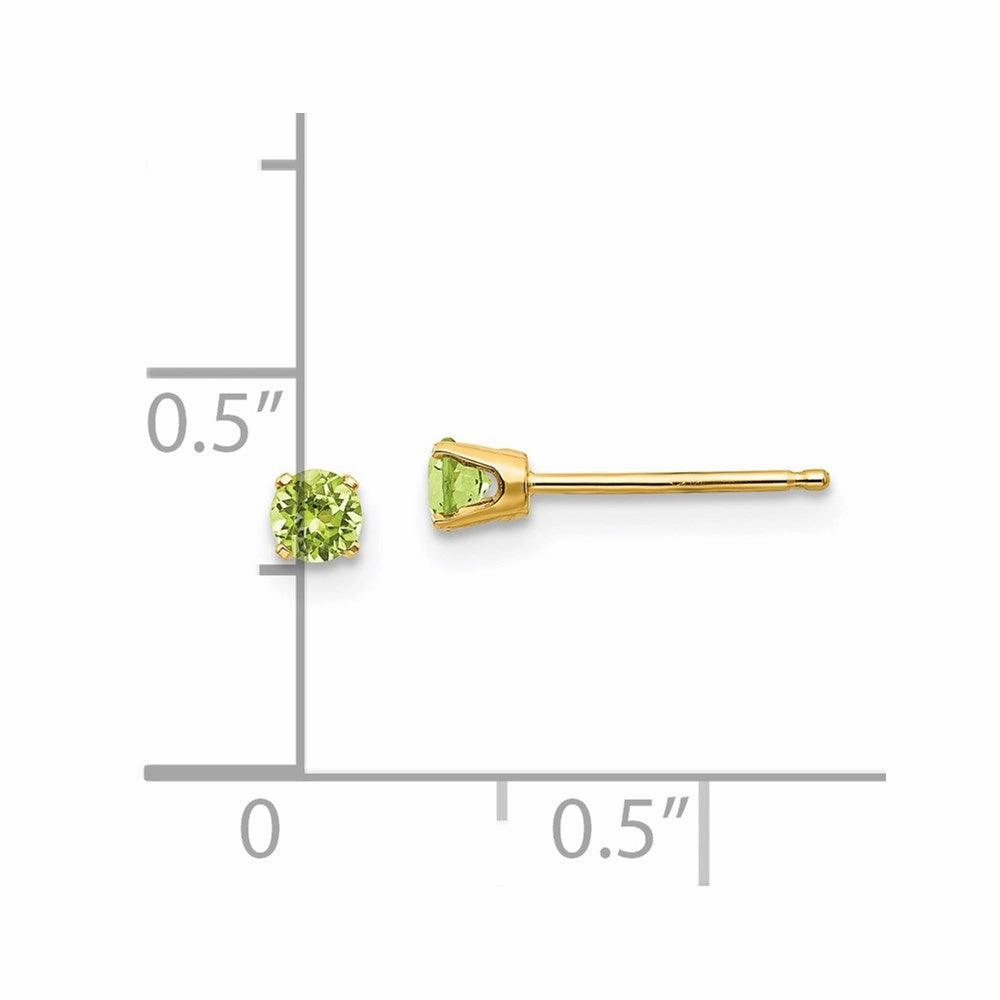 14k 3mm August/Peridot Post Earrings