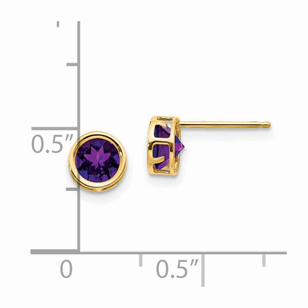 14k 5mm Bezel Amethyst Stud Earrings