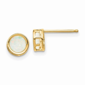 14k 5mm Bezel Opal Stud Earrings
