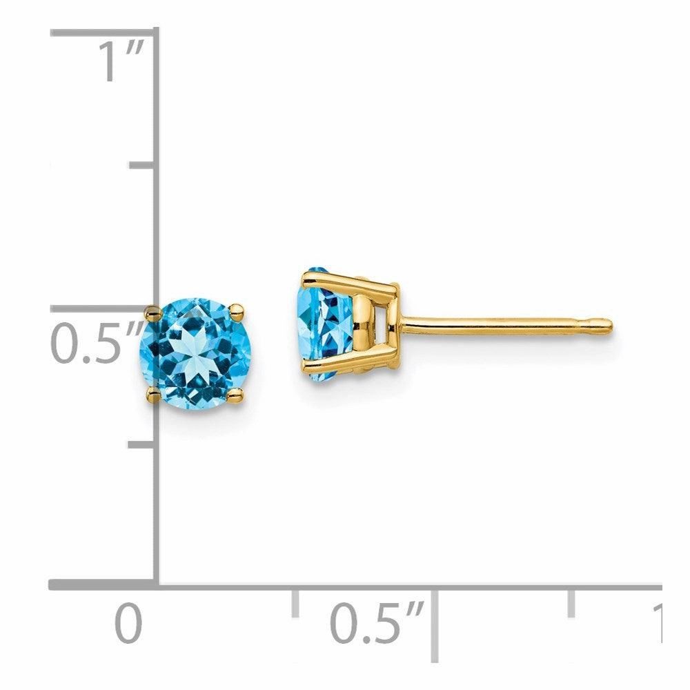 14k 5mm Blue Topaz Earrings
