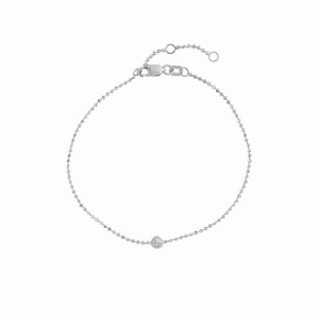 14k Gold Beaded Chain Bracelet with Diamond