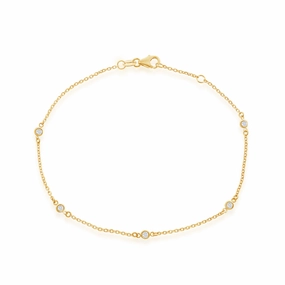 14k Gold Diamond Station Bracelet, 7.5"
