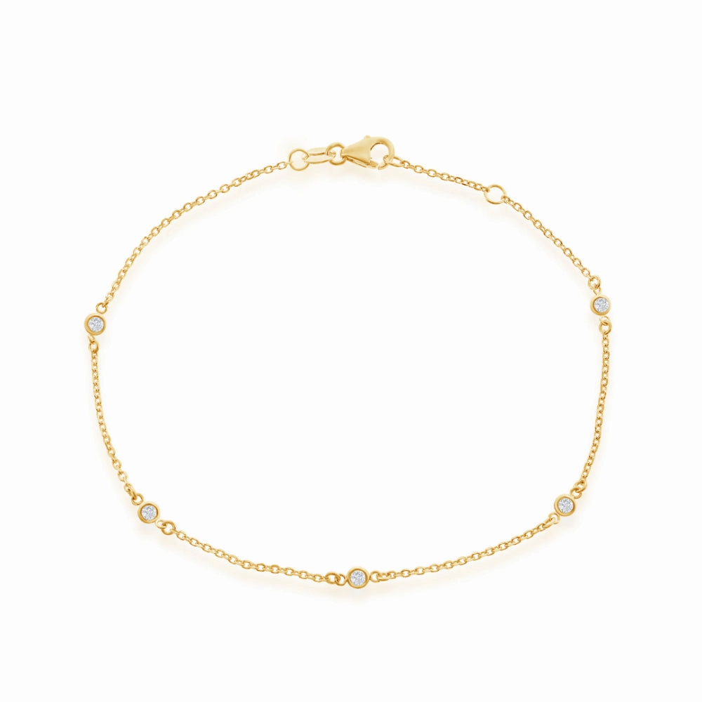 14k Gold Diamond Station Bracelet, 7.5"