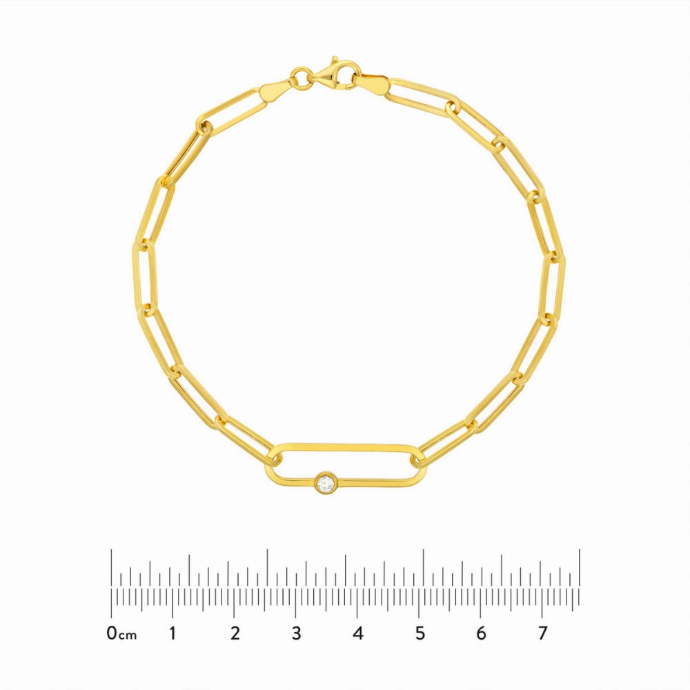 14k Gold Fancy Diamond Paper Clip Bracelet 7.5"