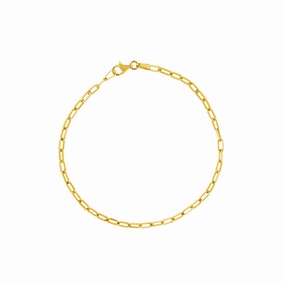 14k Gold Paper Clip Link Chain Bracelet 7.25"