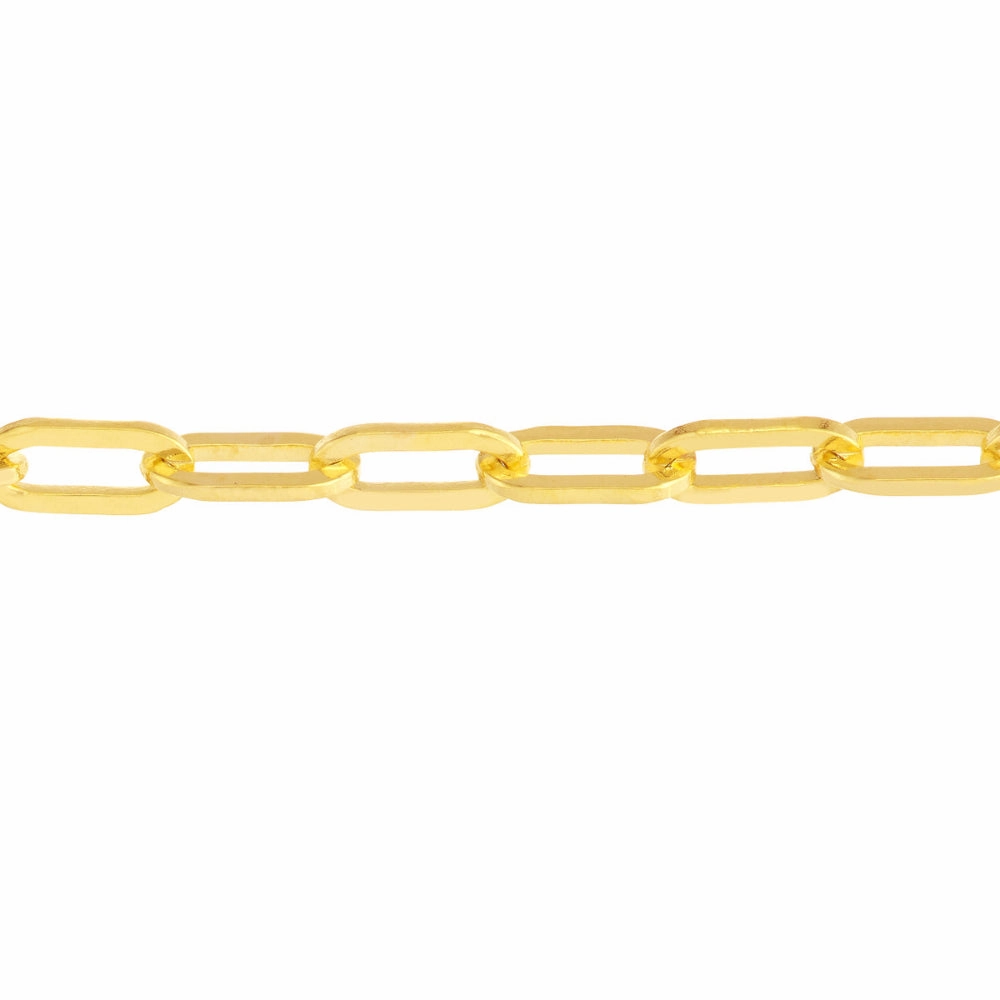 14k Gold Paper Clip Link Chain Bracelet 7.25"
