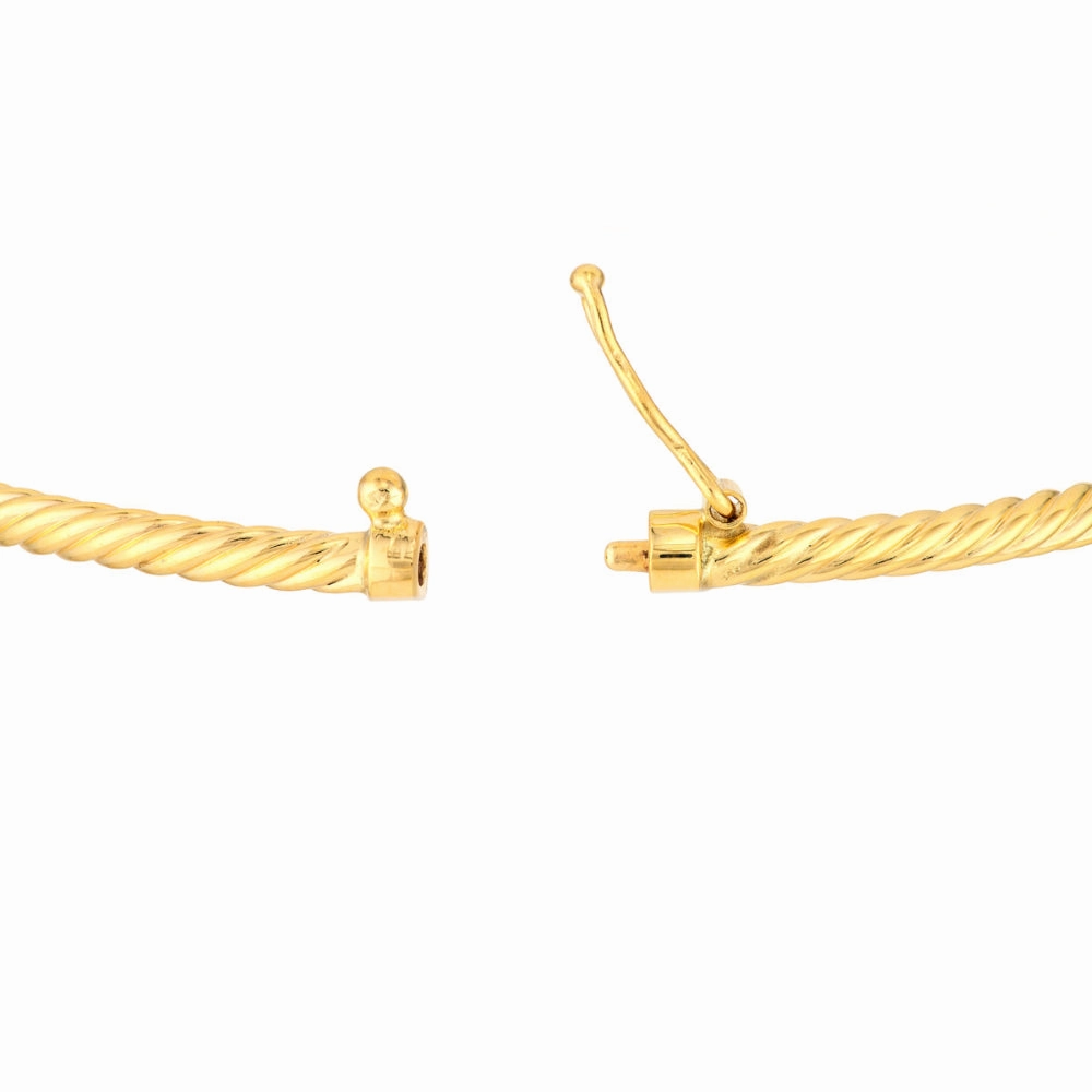 14k Gold Ridged Bangle Bracelet