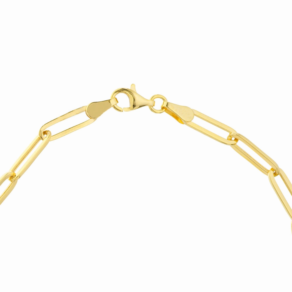 14k Interlocked Disc & Paper Clip Chain Bracelet