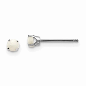 14k White Gold 3mm Opal Stud Earrings