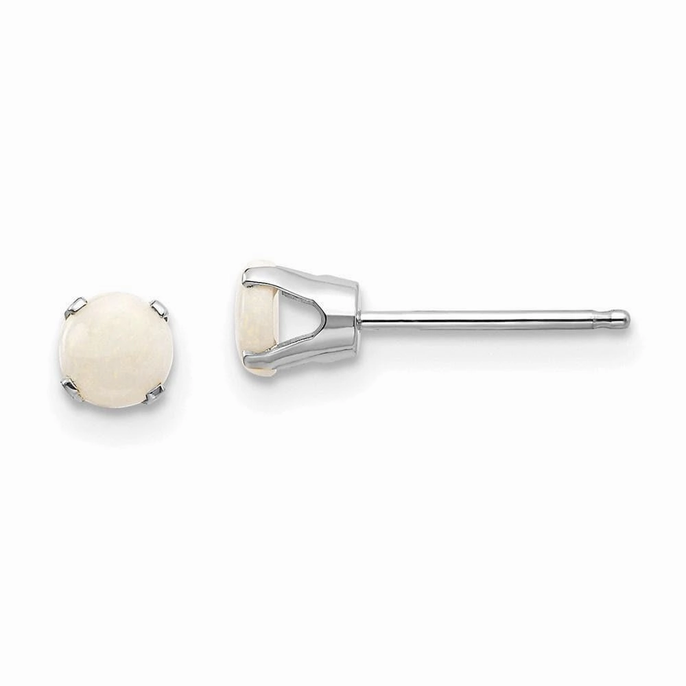 14k White Gold 4mm Opal Stud Earrings