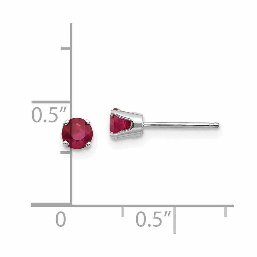 14k White Gold 4mm Ruby Stud Earrings