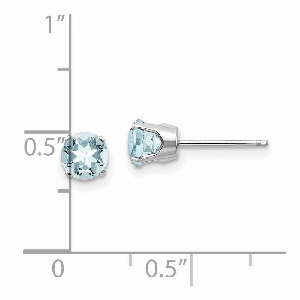 14k White Gold 5mm Aquamarine Stud Earrings