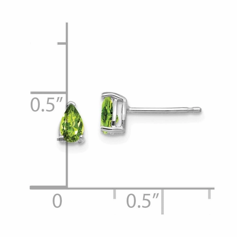 14k White Gold 5x3mm Pear Peridot Earrings