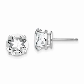 14k White Gold 8mm Cubic Zirconia Earrings