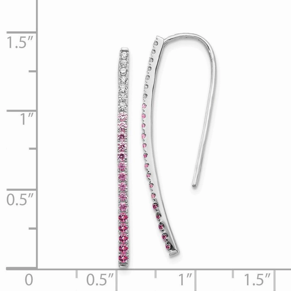14k White Gold Diamond & Pink Sapphire Earrings
