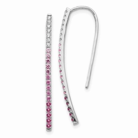 14k White Gold Diamond & Pink Sapphire Earrings