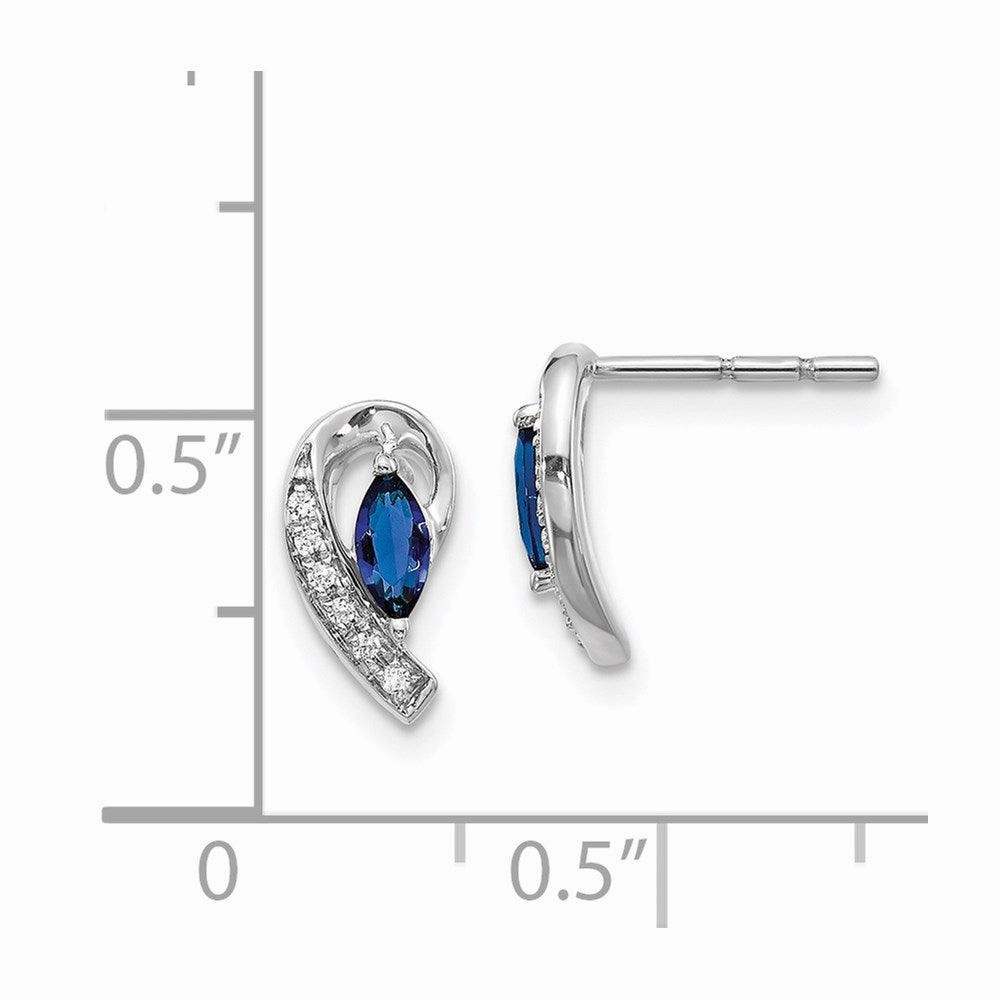 14K White Gold Diamond Sapphire Post Earrings