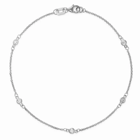 14k White Gold Diamond Station Bracelet 7.5"