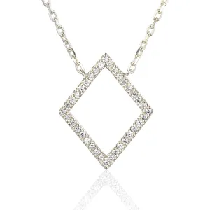18ct Gold Diamond Set Diamond Shape Outline Geometric Necklace