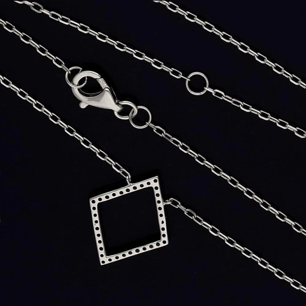 18ct Gold Diamond Set Diamond Shape Outline Geometric Necklace