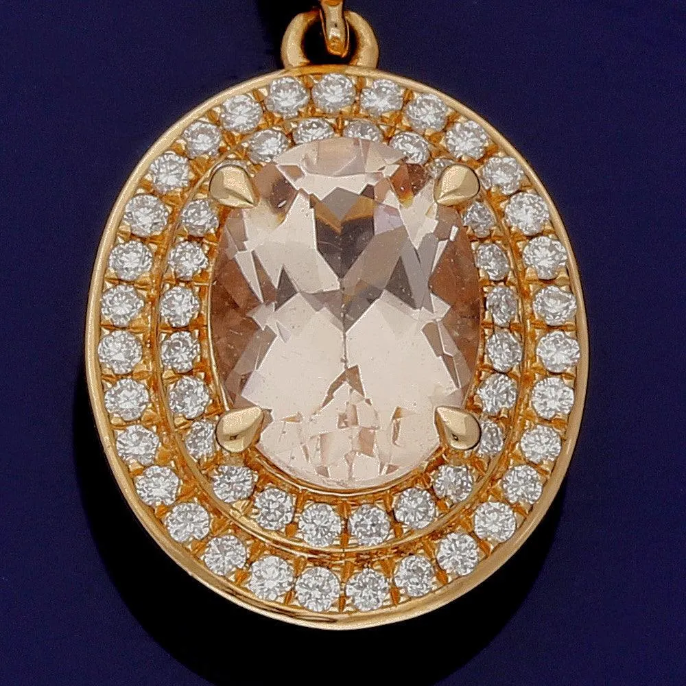 18ct Rose Gold Morganite and Diamond Cluster Drop Earrings