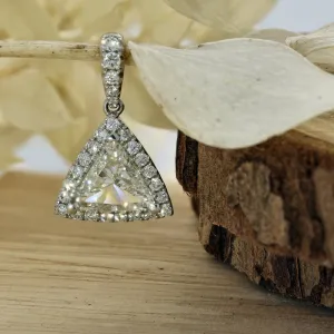 18ct White Gold 0.63ct Trilliant Cut Diamond Halo Pendant