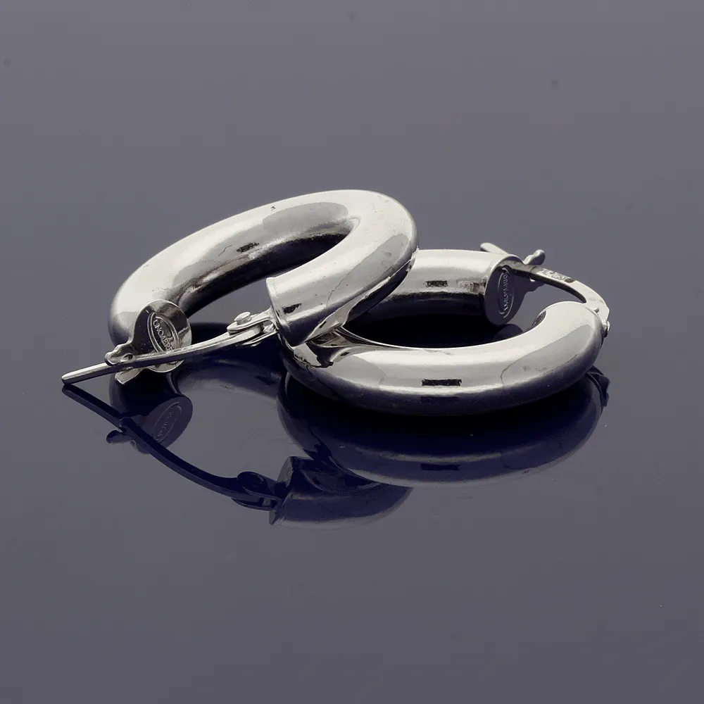 18ct White Gold 10mm Plain Hoop Earrings